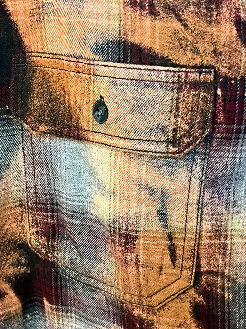 Vintage Black, Grey, Wine and Peach Flannel Size XL