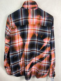 Vintage Navy Blue, Pink, Rust, Black and Red Flannel Size Medium