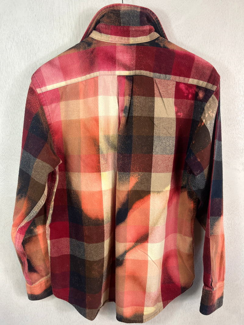 Vintage Crimson, Pink, Black and Brown Flannel Size Large