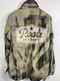 Vintage Army Green, Black and Sage Flannel Size Large