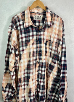 Vintage Navy blue, Peach, White and Burgundy Flannel Size XXL