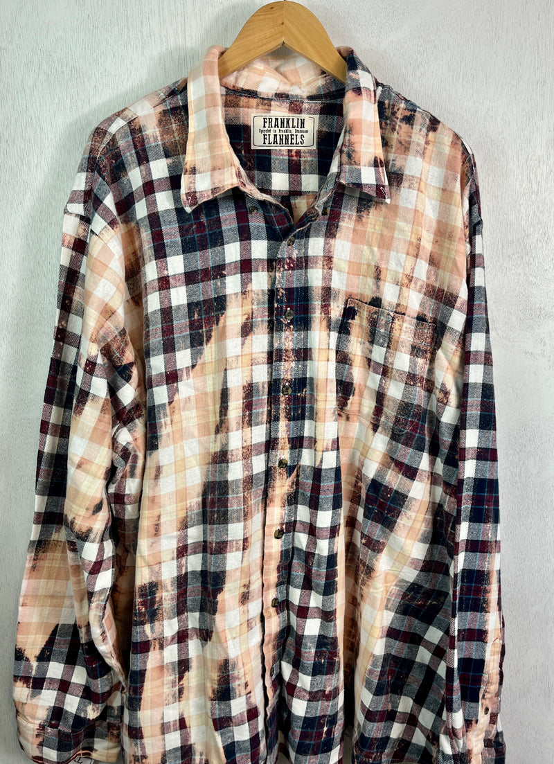 Vintage Navy blue, Peach, White and Burgundy Flannel Size XXL