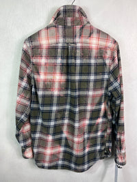 Vintage Sage, Pink, Black and White Flannel Size Small