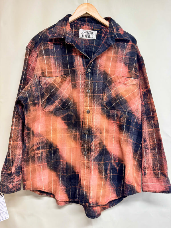 Vintage Navy Blue, Pink, White and Gold Flannel Jacket Size XL