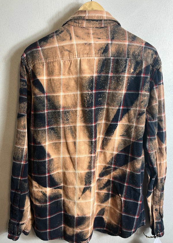 Vintage Navy Blue, Red, Caramel and White Flannel Size Large