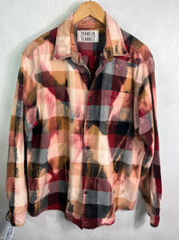 Vintage Red, Burgundy, Pink, Grey and Black Flannel Size Large