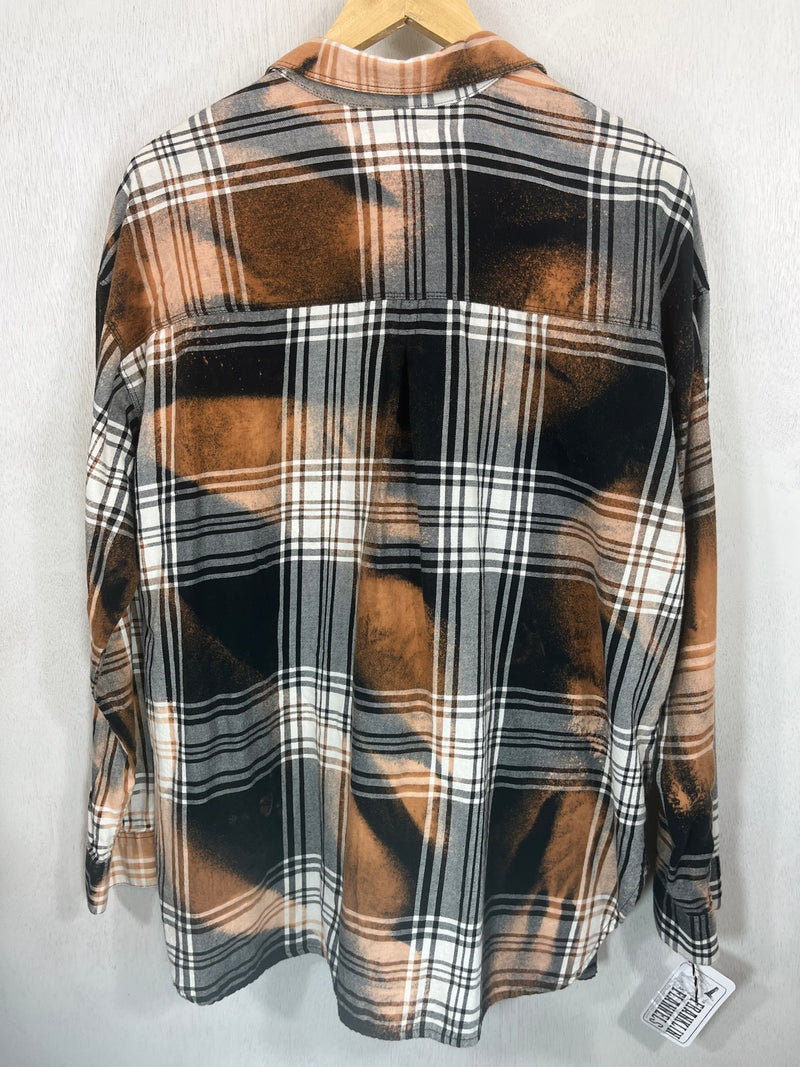Vintage Black, White, Grey and Rust Lightweight Flannel Size Large