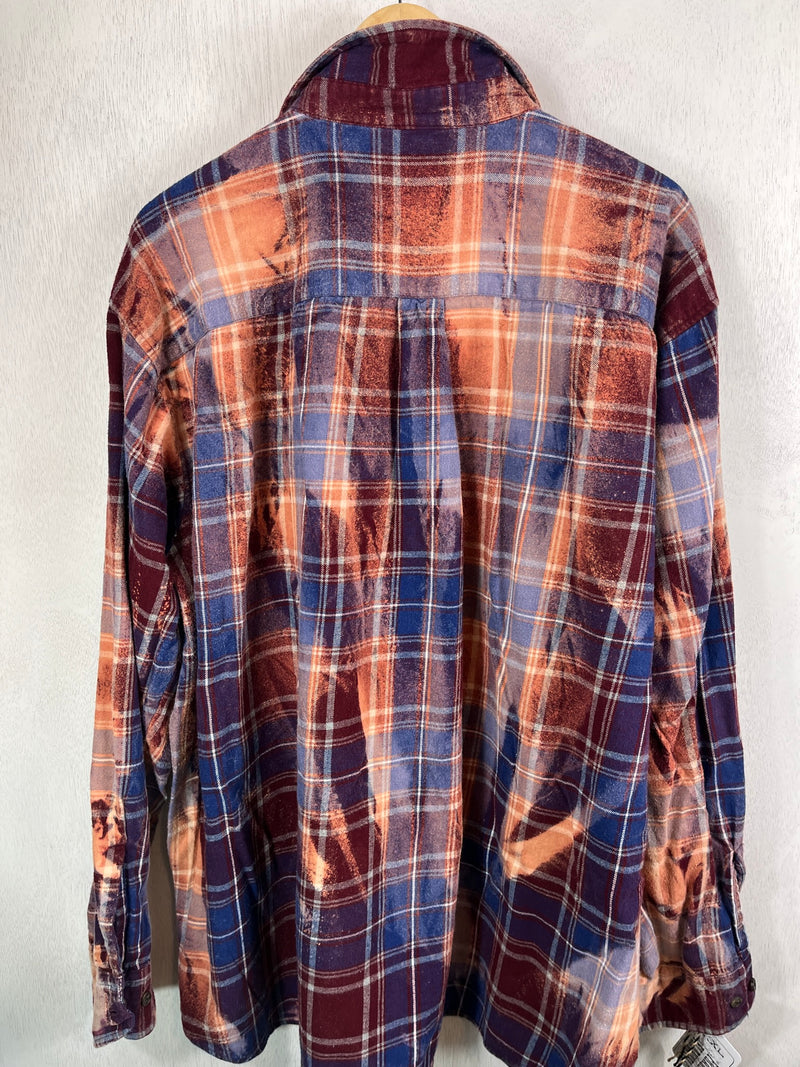 Vintage Royal Blue, Gold and Burgundy Flannel Size XXL