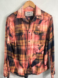 Vintage Pink, Yellow, Navy and Gold Flannel Size Small
