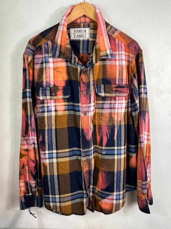 Vintage Pink, Navy, Gold, Purple and White Flannel Size X- Large