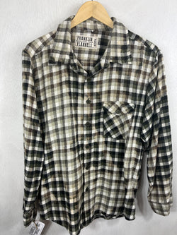 Vintage Army Green, White, Brown and Black Flannel Size Medium