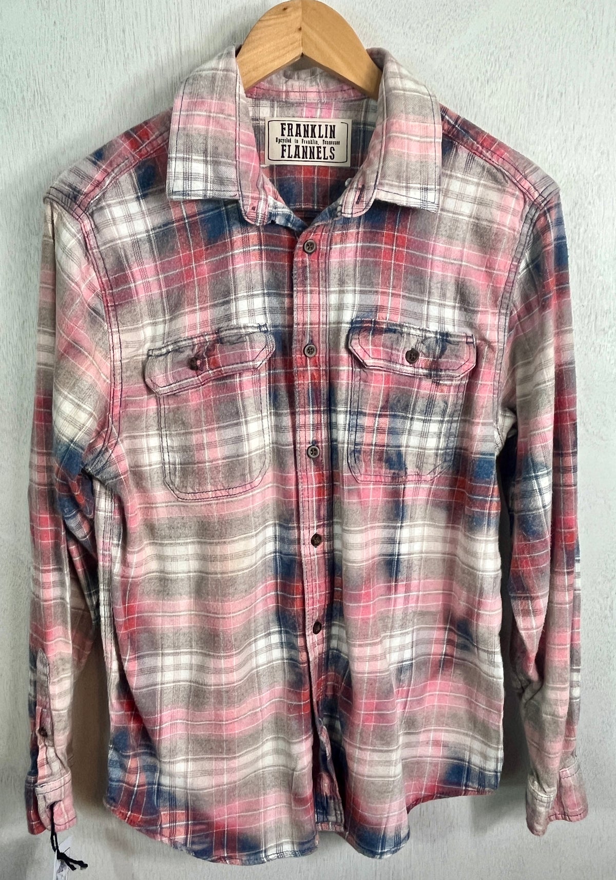 Vintage Faded Red, White and Blue Flannel Size Medium