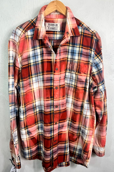 Vintage Brick Red, Blue, White and Yellow Flannel Size XL
