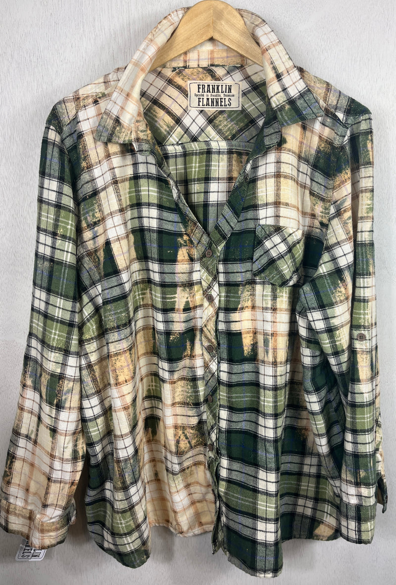 Vintage Green, Light Yellow and Cream Flannel Size Large