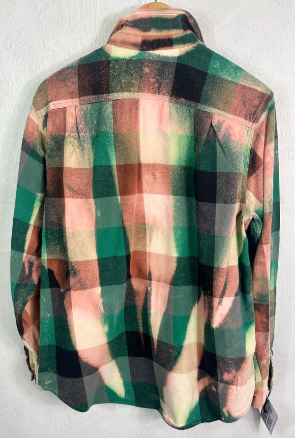 Vintage Green, Grey, Pink and Salmon Flannel Size Small