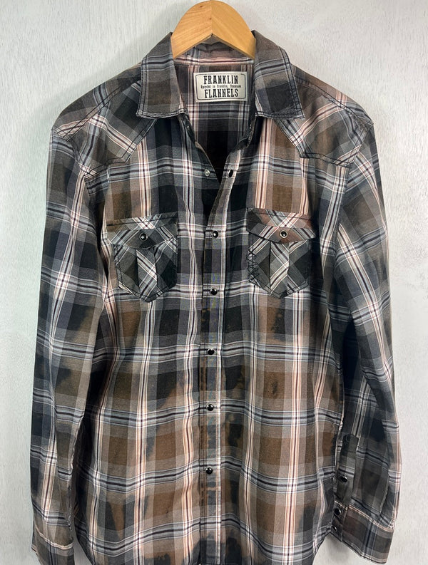 Vintage Western Style Black, Brown, Grey and White Lightweight Cotton Size Large