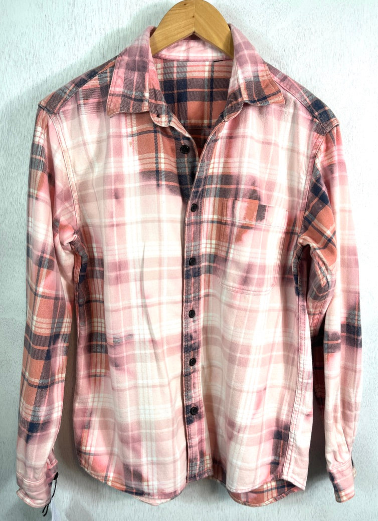 Vintage Pink, Grey and White Flannel Size Medium
