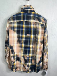 Vintage Blue, Pale Pink, Yellow, Green and White Flannel Size Medium