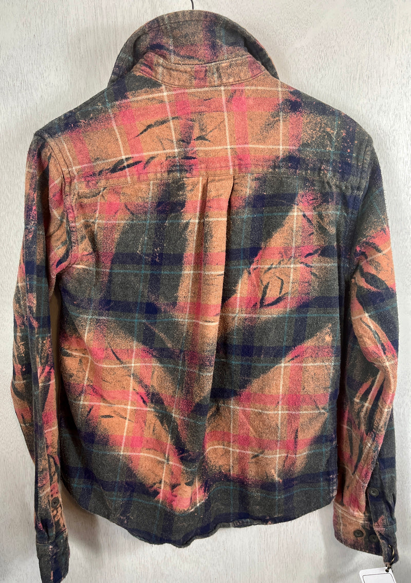 Vintage Navy, Pink, Gold and Dark Green Flannel Jacket Size Small
