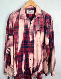 Vintage Deep Red, Navy and Pink Flannel Size Large