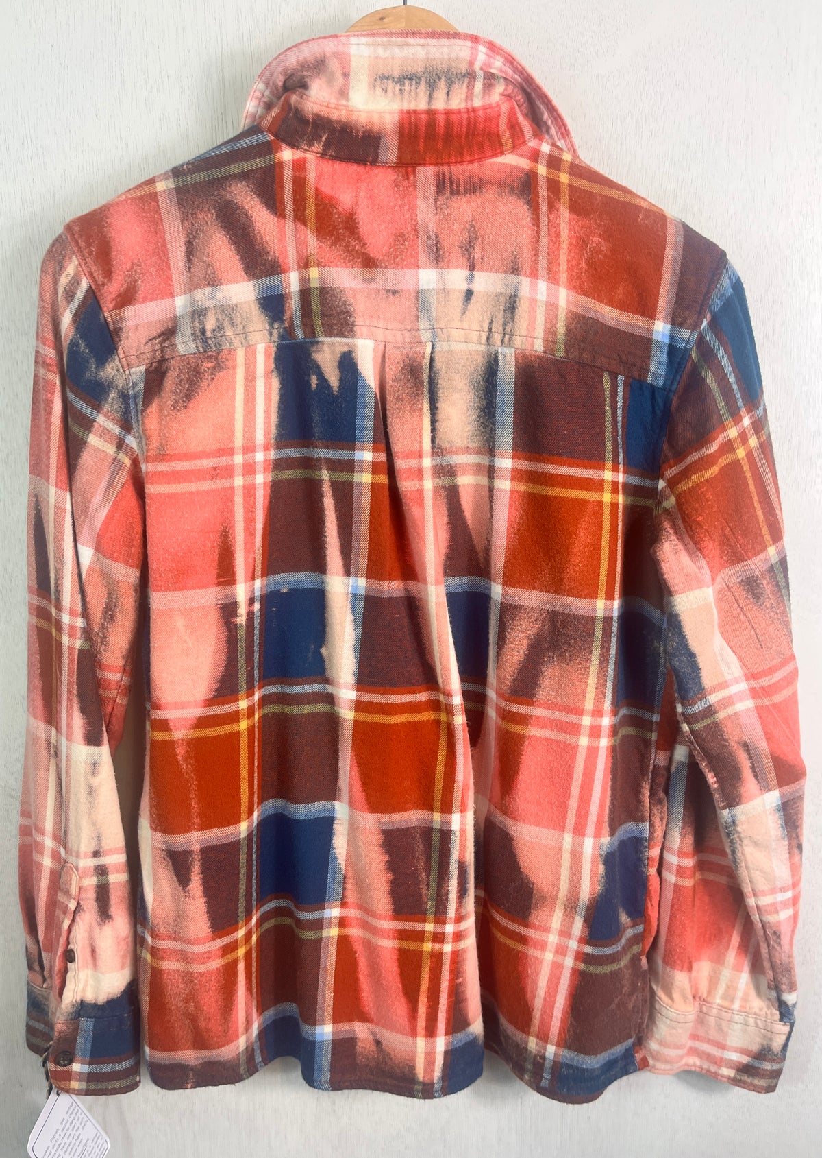 Vintage Navy Blue, Brick Red, White and Pink Flannel Size Small
