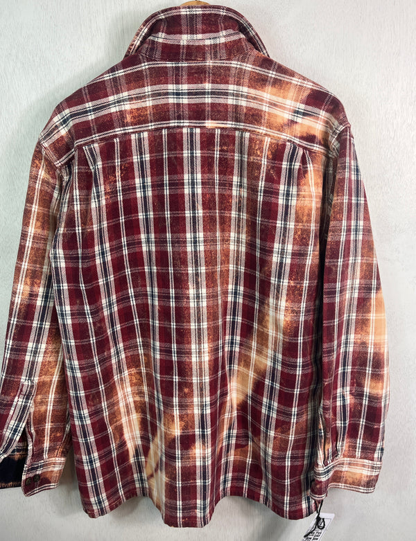 Vintage Brick Red, Black, White and Gold Flannel Jacket Size Large