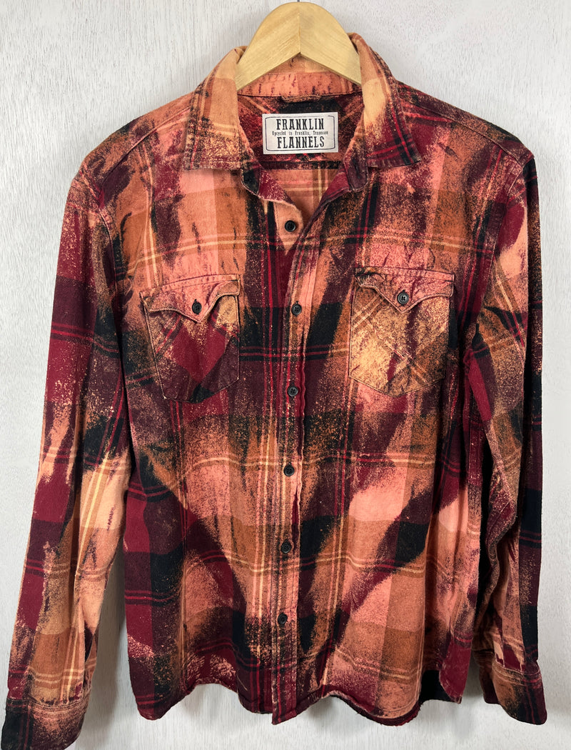Vintage Red, Black and Peach Flannel Size Small