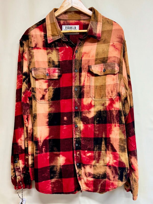 Vintage Red, Black, Gold Buffalo Check Flannel Size Large