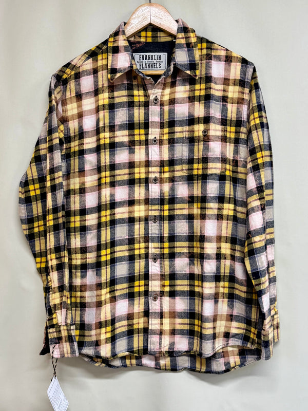 Vintage Yellow, Pink, White and Black Flannel Size Medium