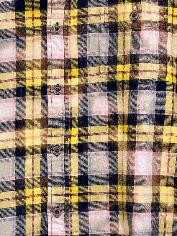 Vintage Yellow, Pink, White and Black Flannel Size Medium