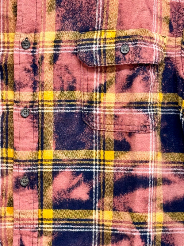 Vintage Navy Blue, Pink, Yellow and White Flannel Size Medium