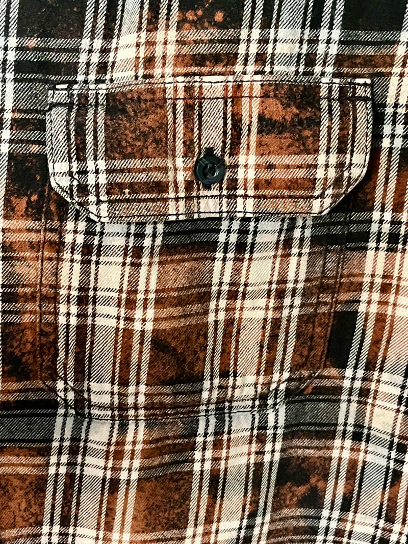 Vintage Black, Brown, Rust and White Flannel Size Large