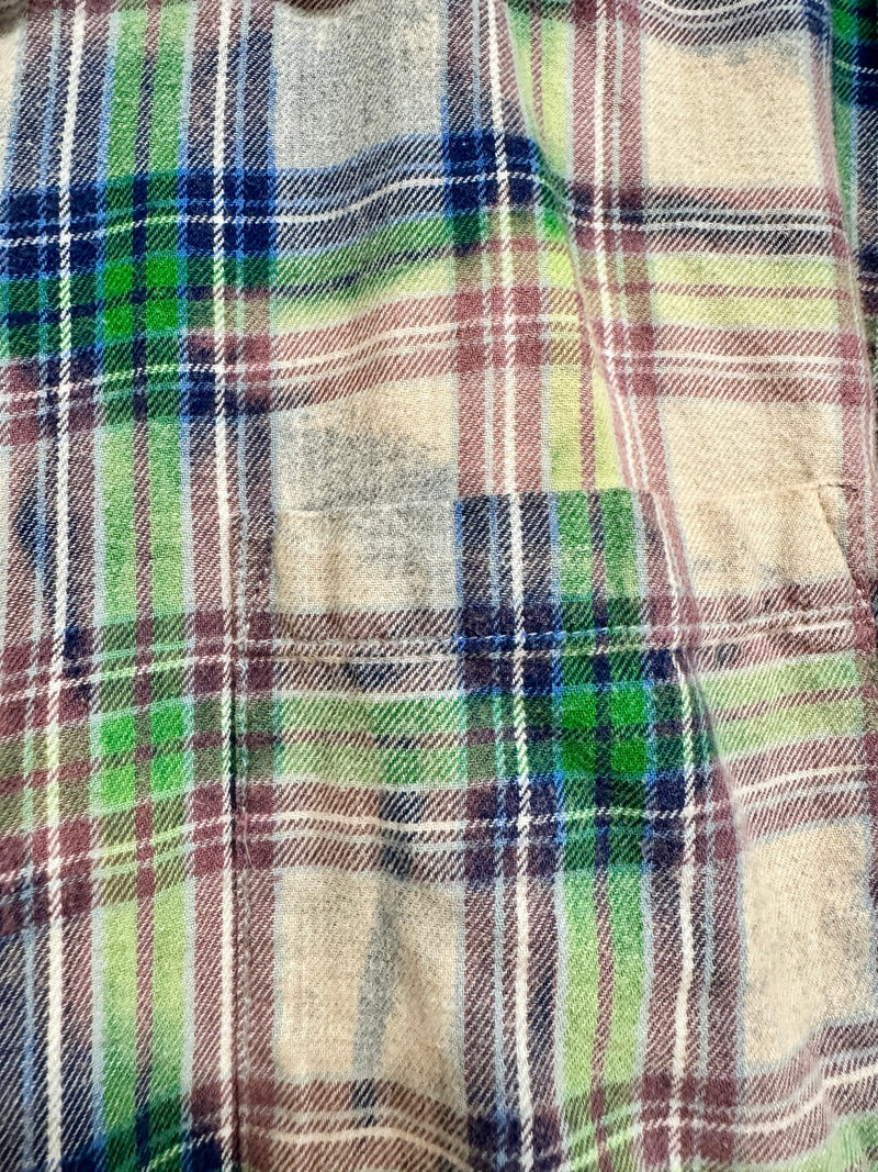 Vintage Green, Blue, Grey and Dusty Rose Flannel Size Large