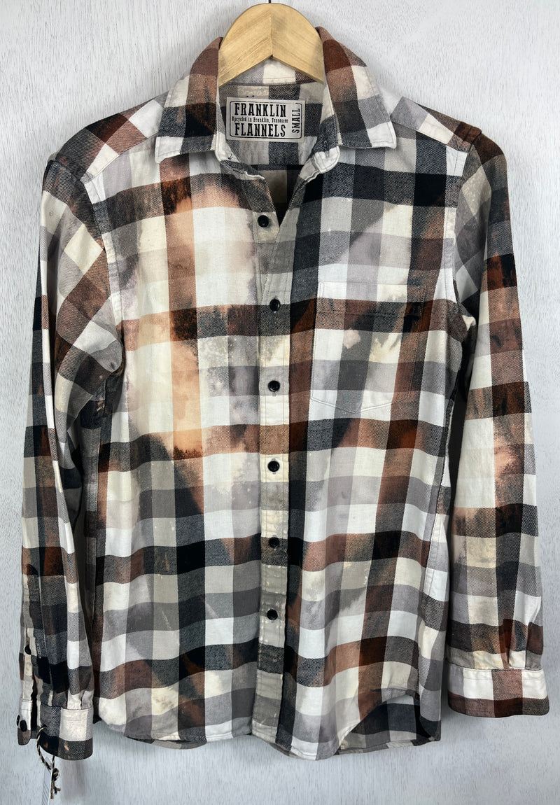 Vintage Black, White, Grey and Brown Flannel Size Small