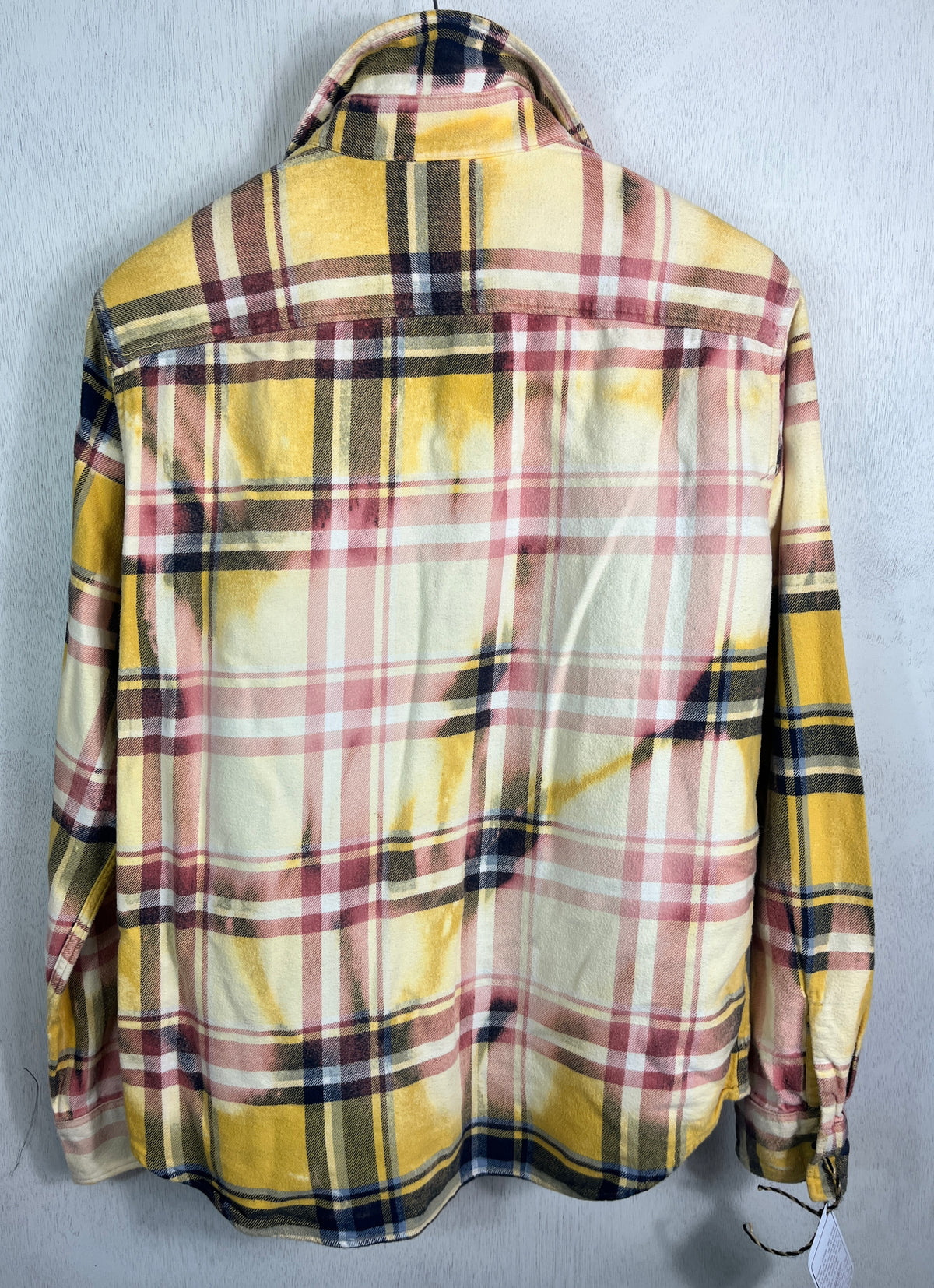 Vintage Yellow, Pink, White and Blue Flannel Size Medium