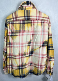 Vintage Yellow, Pink, White and Blue Flannel Size Medium