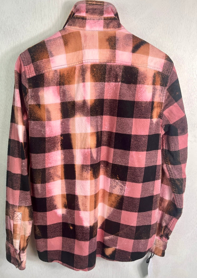 Vintage Pink, Rust and Black Flannel Size Medium