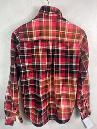 Vintage Red, Hot Pink, Black and White Flannel Size Small