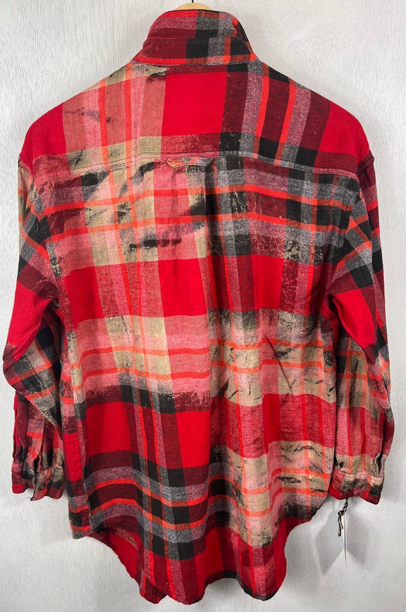 Vintage Red, Cream, Grey and Black Flannel Size Medium