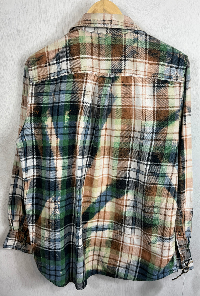 Vintage Green, Blue, White and Rust Flannel Size Medium