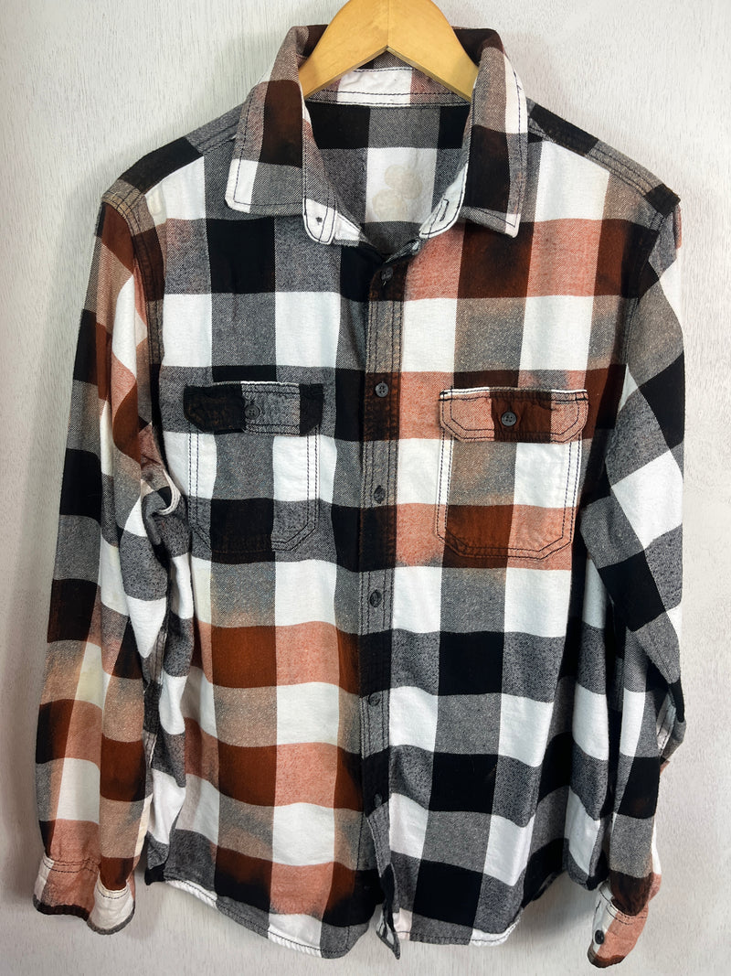 Vintage Black, White and Rust Buffalo Check Flannel Size Medium
