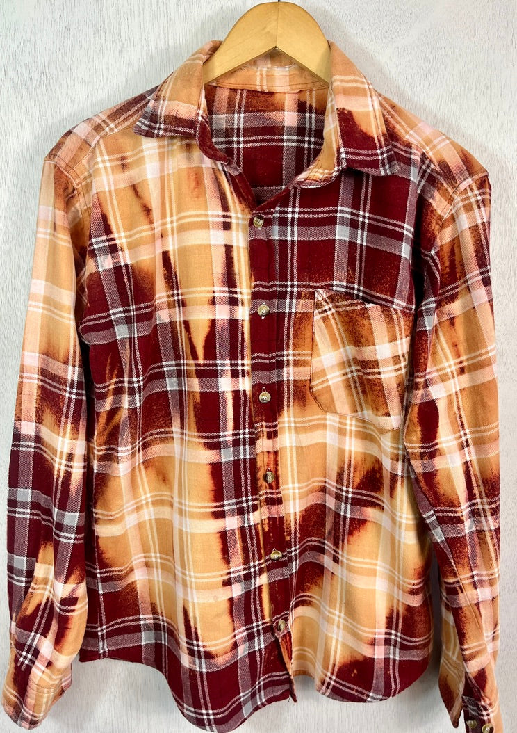 Vintage Brick Red, Gold and White Flannel Size Large