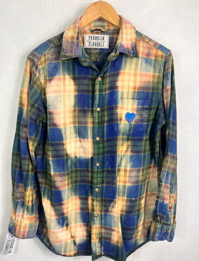 Vintage Blue, Green, Gold and Navy Flannel Size Small