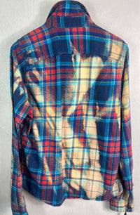 Vintage Royal Blue, Red and Light Yellow Flannel Size Small