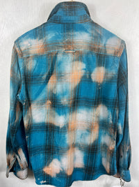 Vintage Turquoise, Rust and Black Flannel Size Small