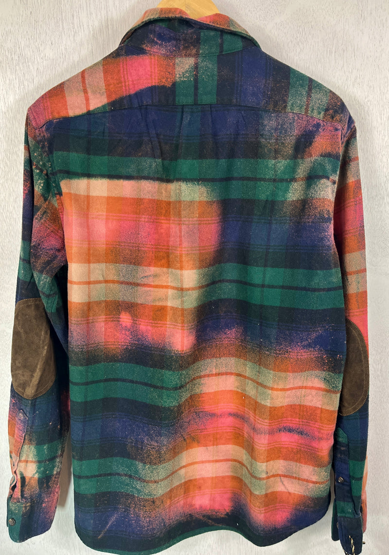 Vintage Green, Pink, Navy and Gold Flannel Size Large