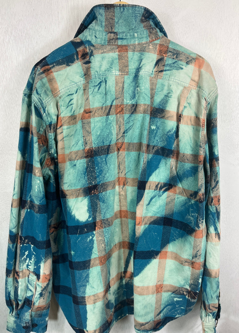 Vintage Turquoise, Royal Blue and Brown Flannel Size XL