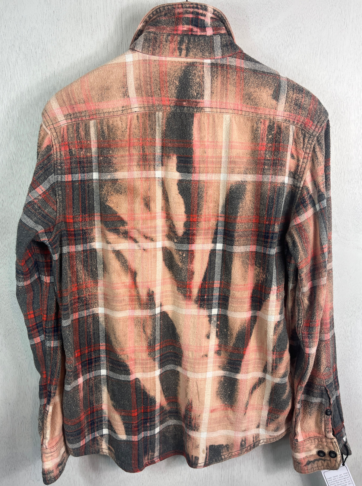 Vintage Grey, Peach, Red and White Flannel Size Small