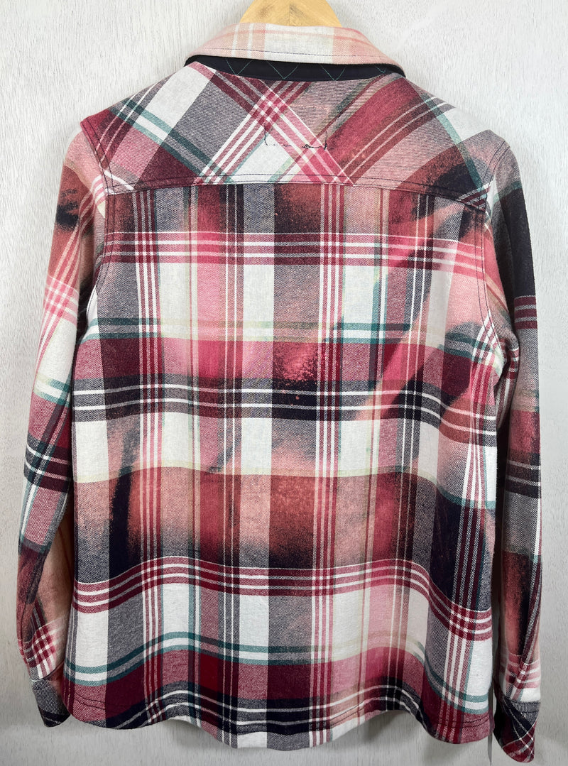 Vintage Pink, Navy, Burgundy and White Flannel Jacket Size Small