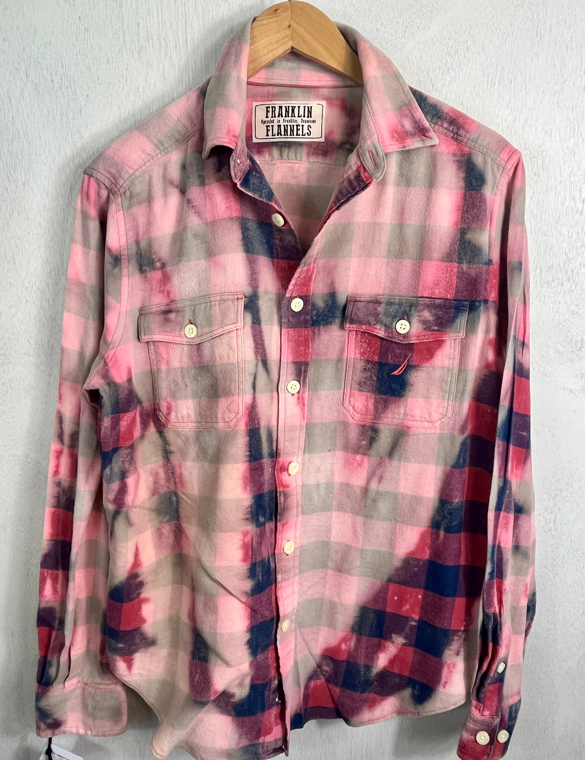 Vintage Pink, Navy and Red Flannel Size Medium